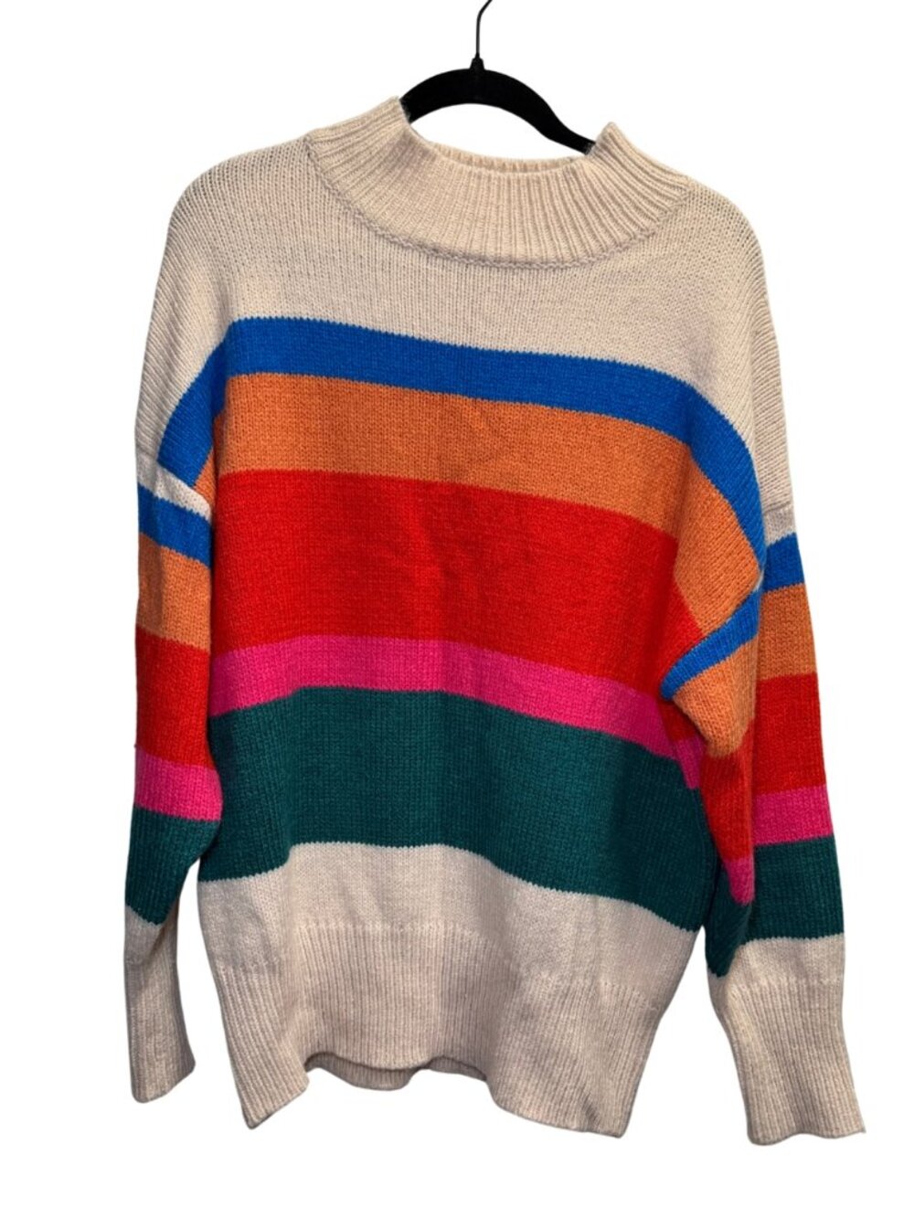 BKE Multicolor Striped Mock Neck Sweater Size Large